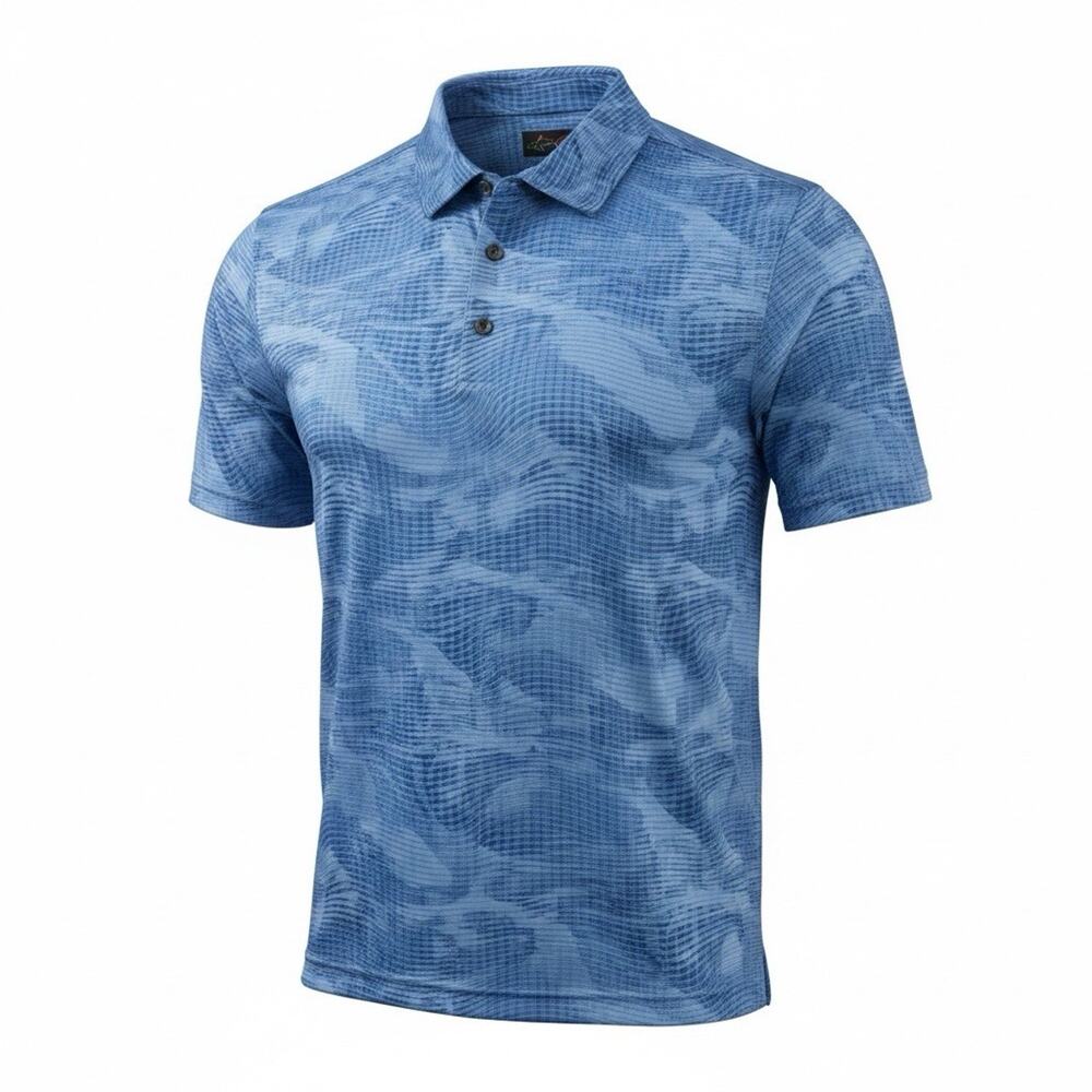 Greg Norman Golf Shirt Sz Medium Men’s Blue Print NEW